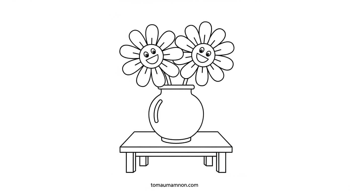 tranh bình hoa đơn giản