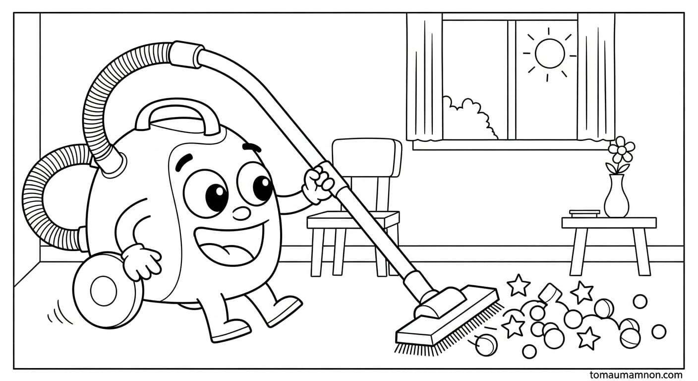 tô màu bộ ấm chén