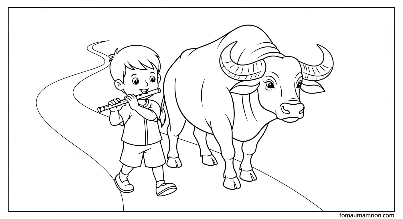 tranh đông hồ chăn trâu thổi sáo 26