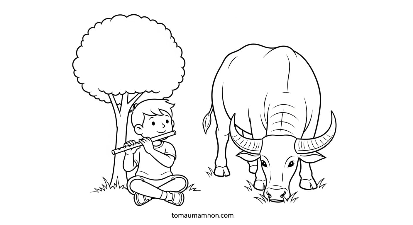 tranh đông hồ chăn trâu thổi sáo 28