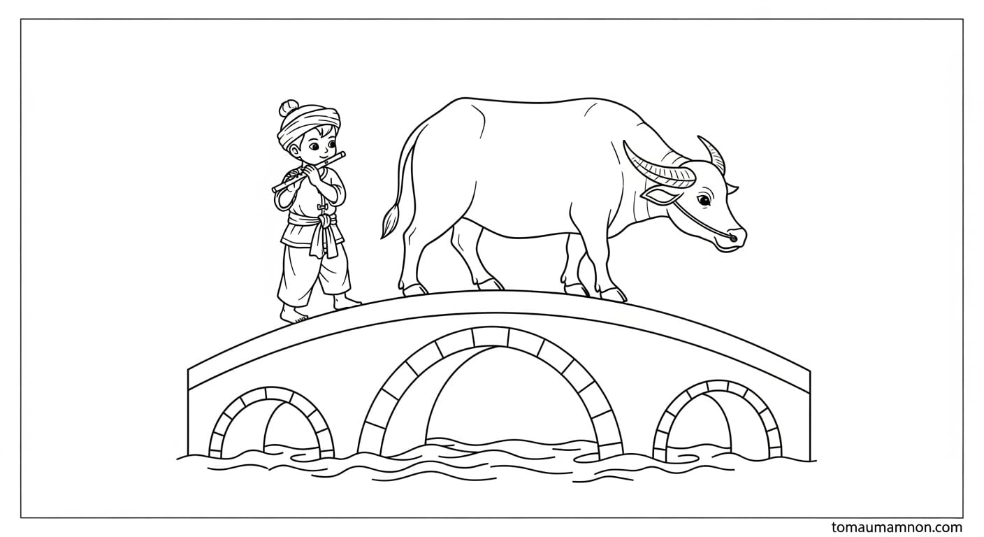 tranh đông hồ chăn trâu thổi sáo 29