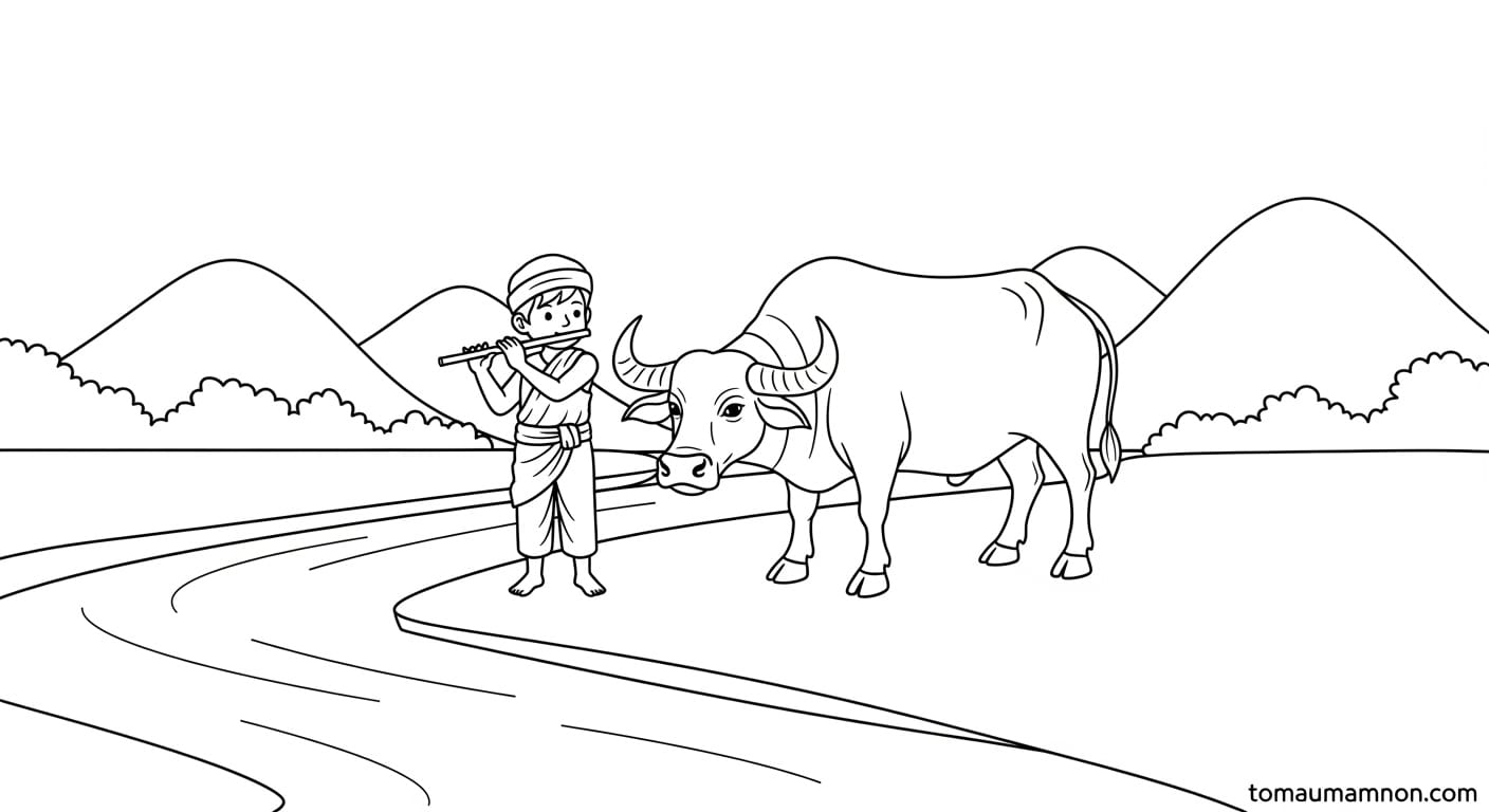 tranh đông hồ chăn trâu thổi sáo 31