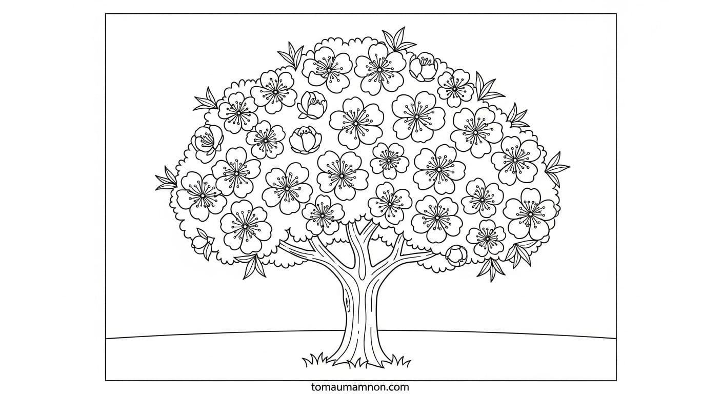 Tranh Hoa Đào Tranh hoa đào cho bé