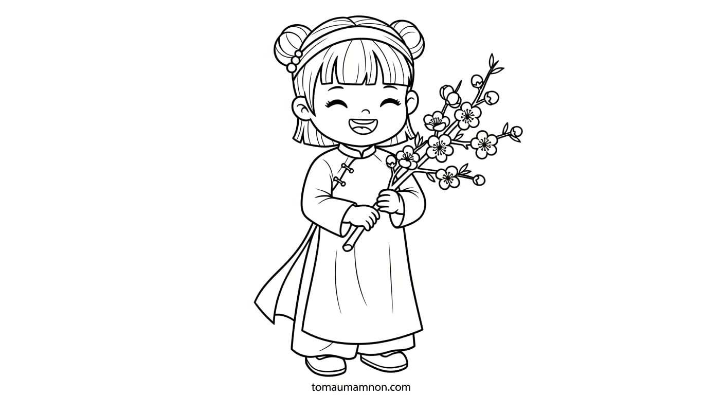 Tranh Hoa Đào Cành đào nở rộ