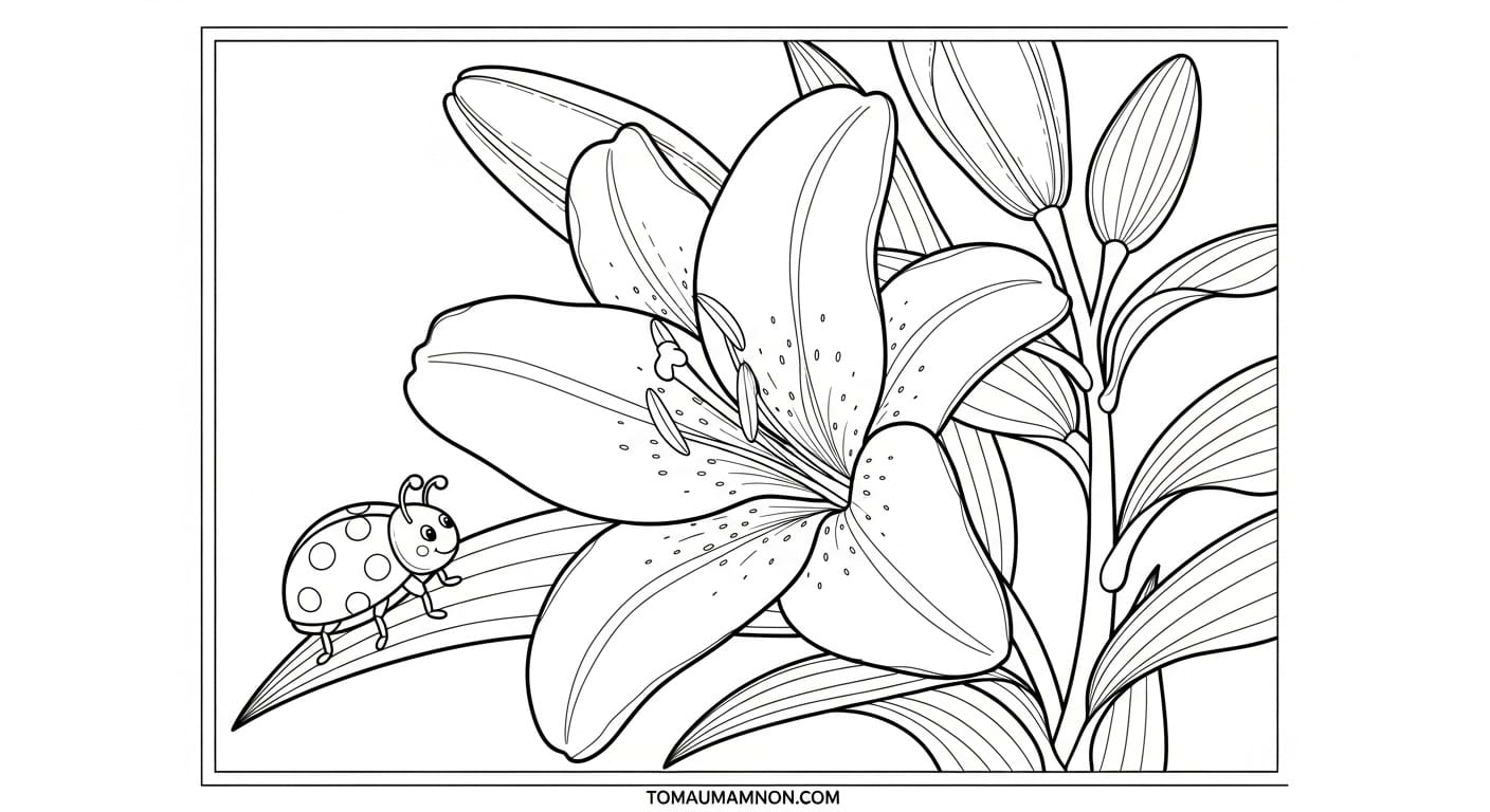 Tranh Hoa Ly Bông hoa ly trắng