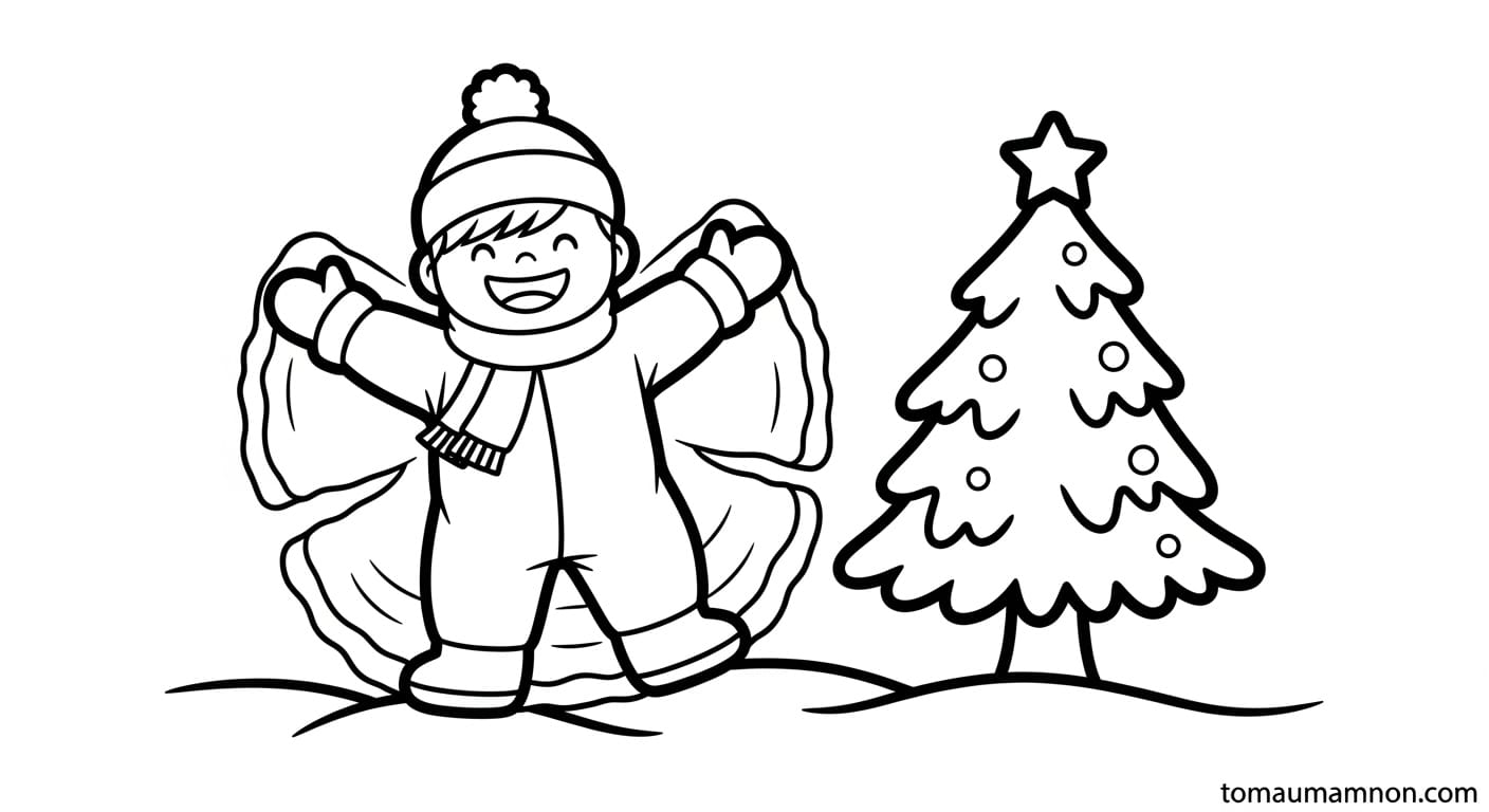 Tranh Mùa Đông Người tuyết cười đùa