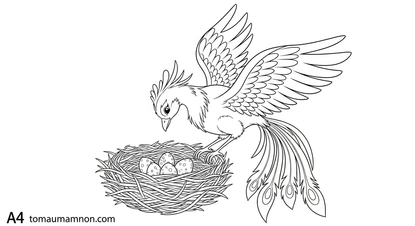 chú chim phượng hoàng đầy màu sắc