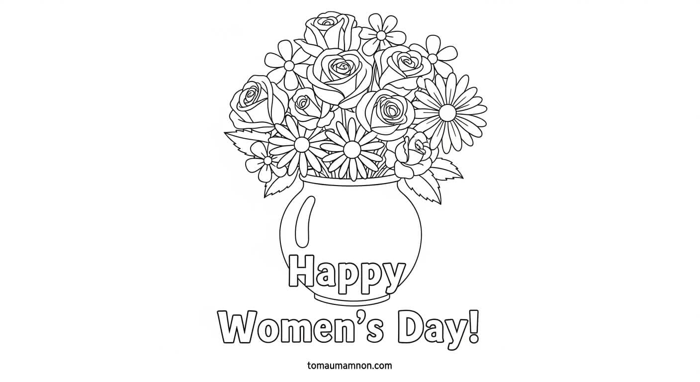 Tranh Tô Màu 8/3 tranh tô màu thiệp hoa