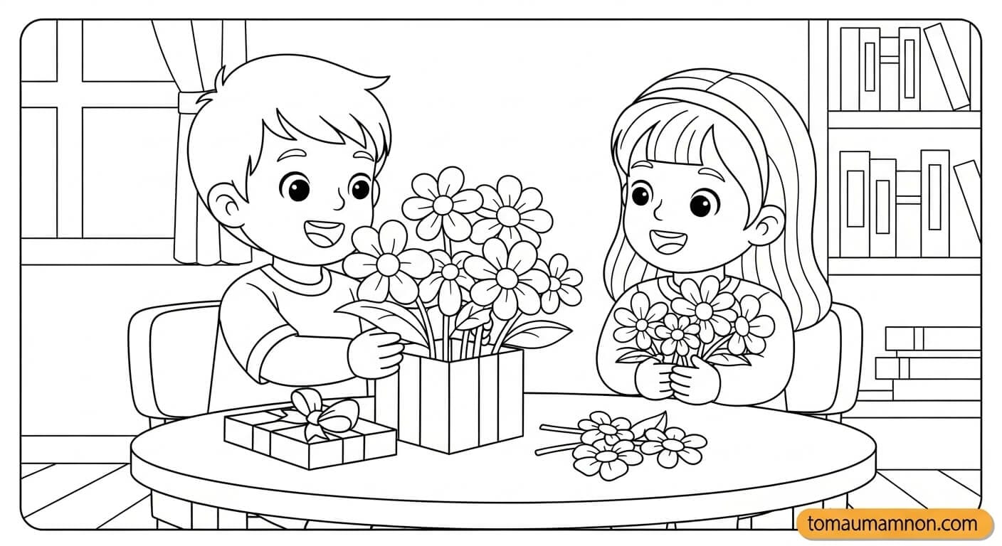 Tranh Tô Màu 8/3 tranh tô màu thiệp chữ love