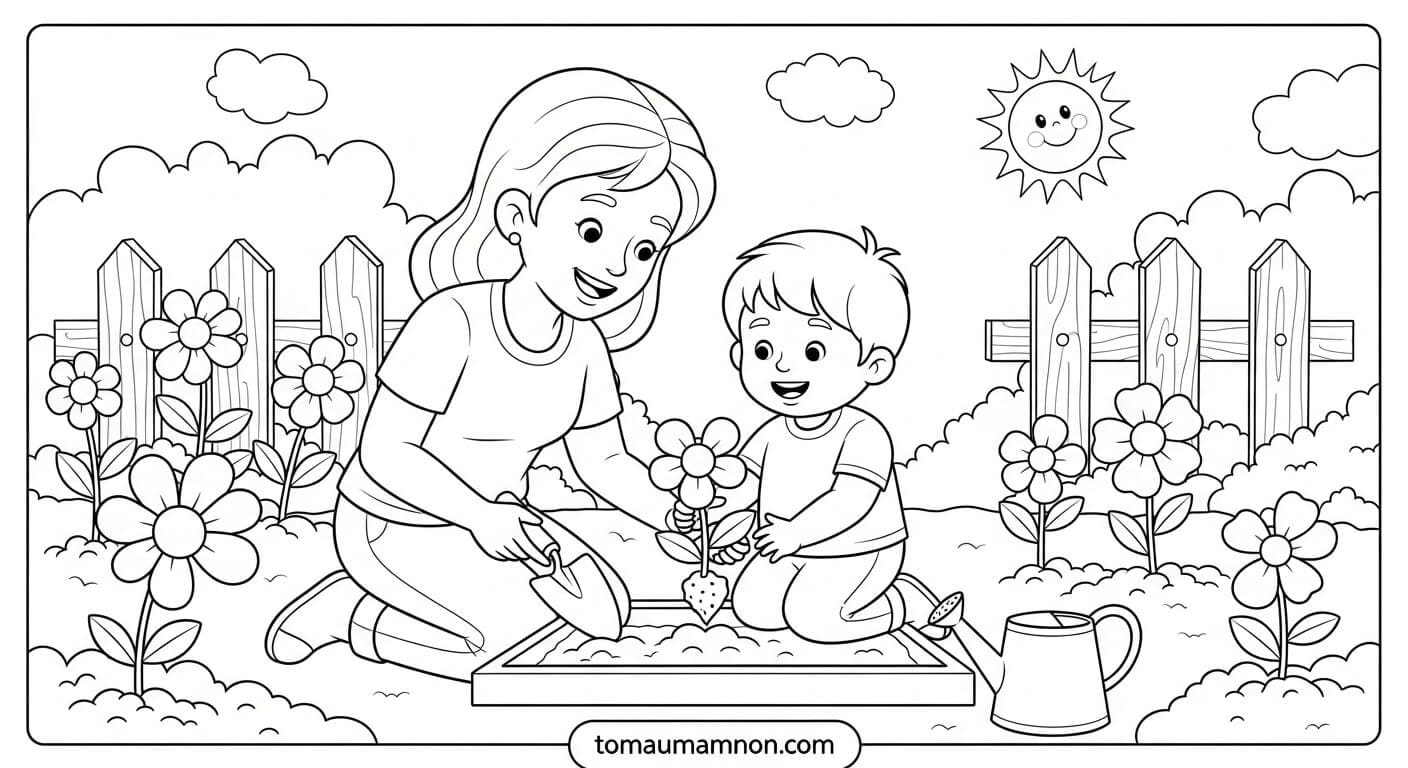 Tranh Tô Màu 8/3 tranh tô màu hoa hướng dương