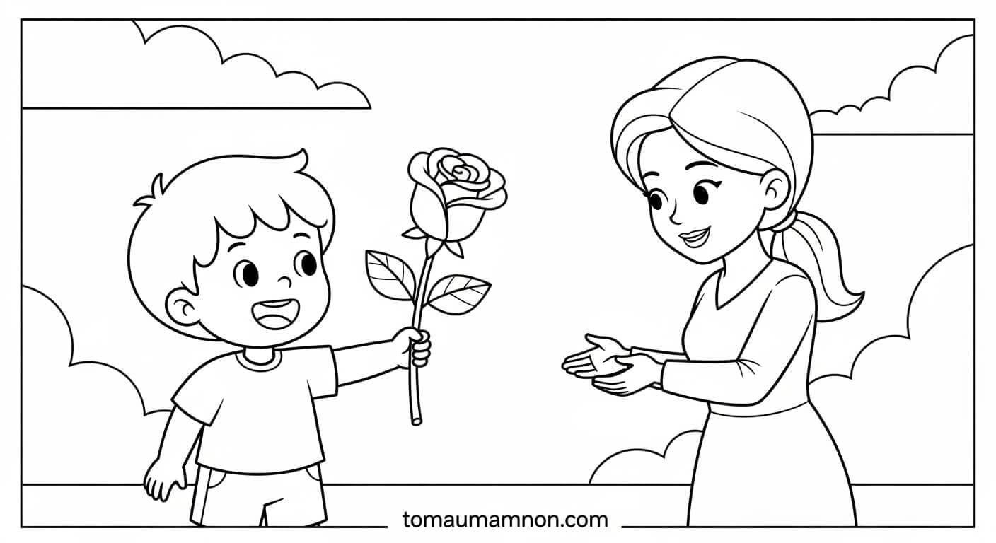 Tranh Tô Màu 8/3 tranh tô màu hoa hồng