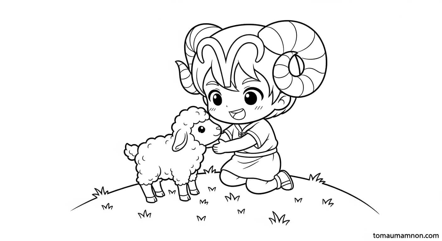 Tranh Tô Màu Anime 12 Cung Hoàng Đạo Cung Bạch Dương anime