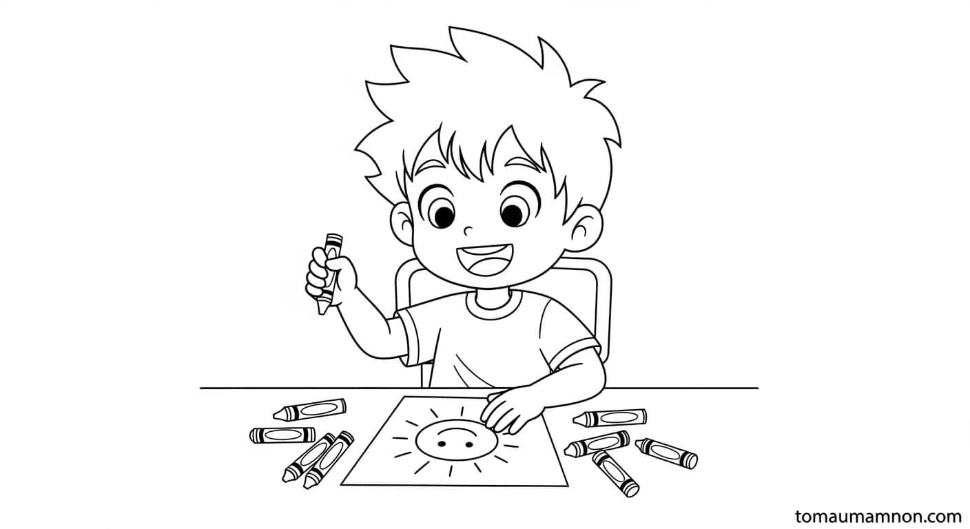 Tranh Tô Màu Anime Boy anime boy mặc áo klok