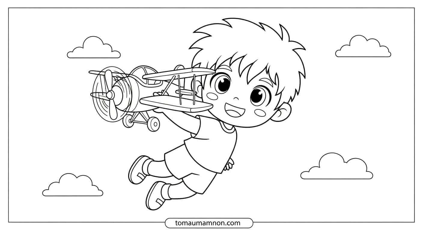 Tranh Tô Màu Anime Boy anime boy nhìn xa xăm