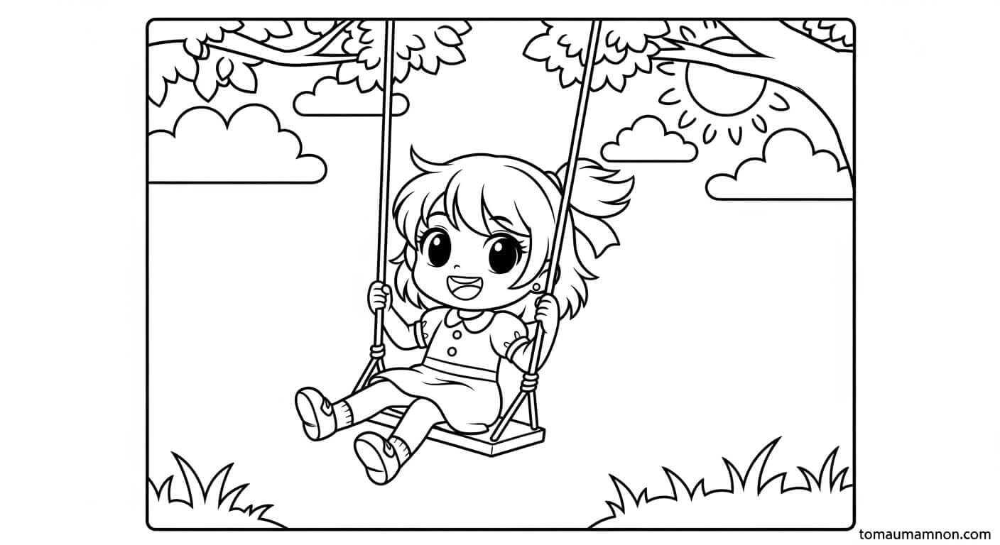 Tranh Tô Màu Anime Girl Cute cô gái anime dễ thương