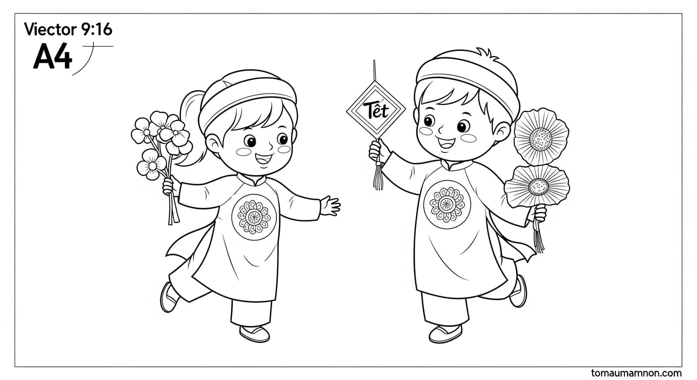 Tranh Tô Màu Áo Dài Việt Nam Tranh áo dài cho bé