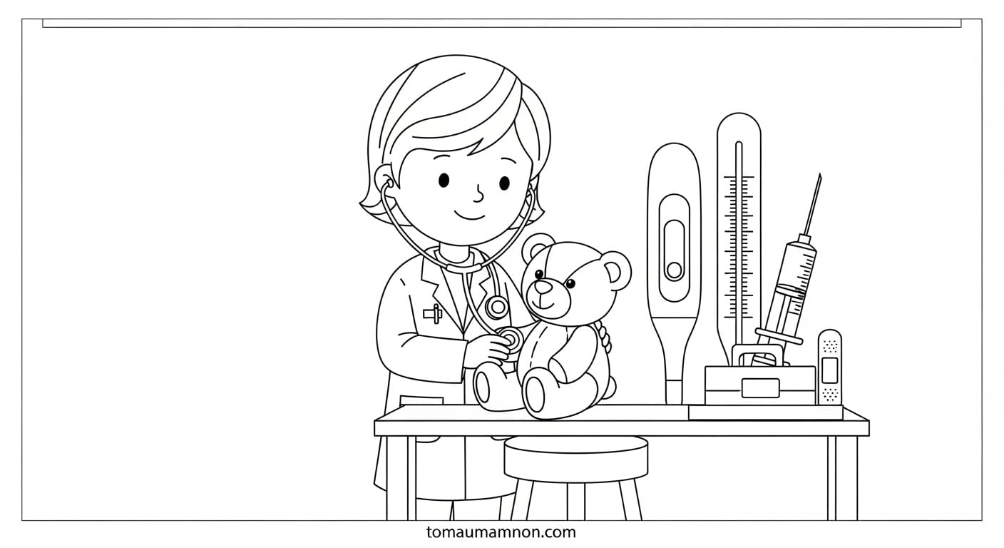 Tranh Tô Màu Bác Sĩ bác sĩ khám sức khỏe