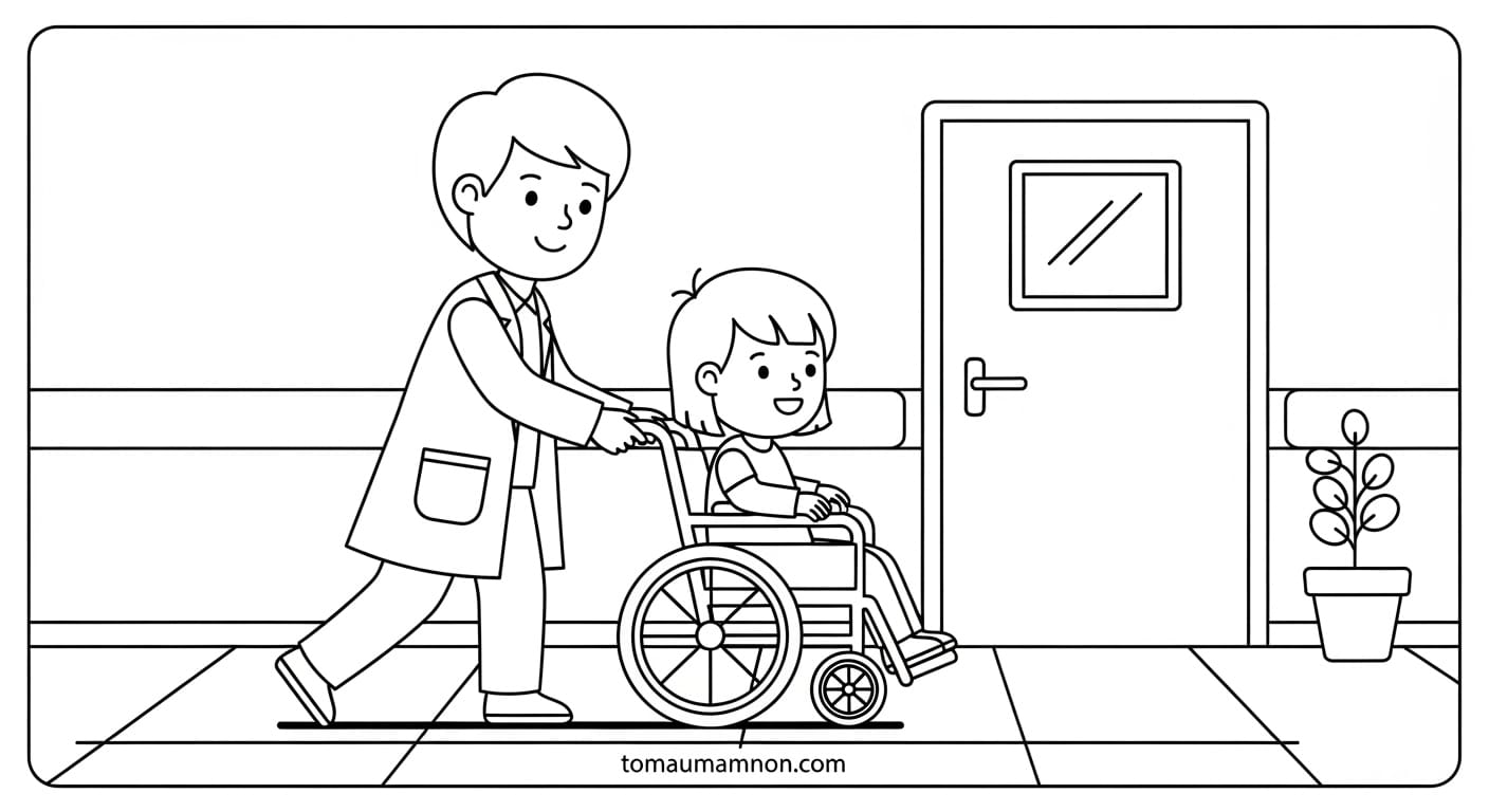 Tranh Tô Màu Bác Sĩ bác sĩ kiểm tra hồ sơ