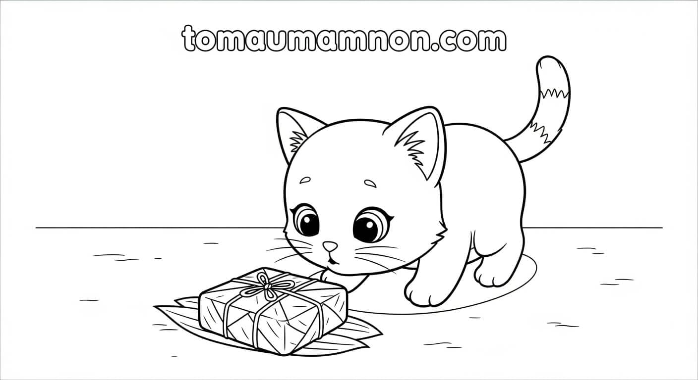 Tranh Tô Màu Bánh Chưng Đĩa bánh chưng đẹp