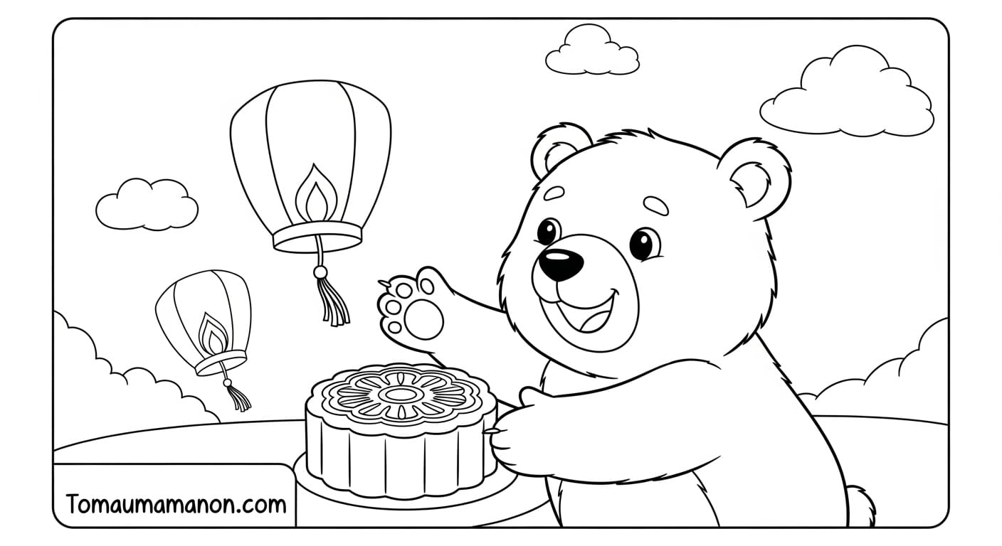 Tranh Tô Màu Bánh Trung Thu bánh trung thu đa dạng màu sắc