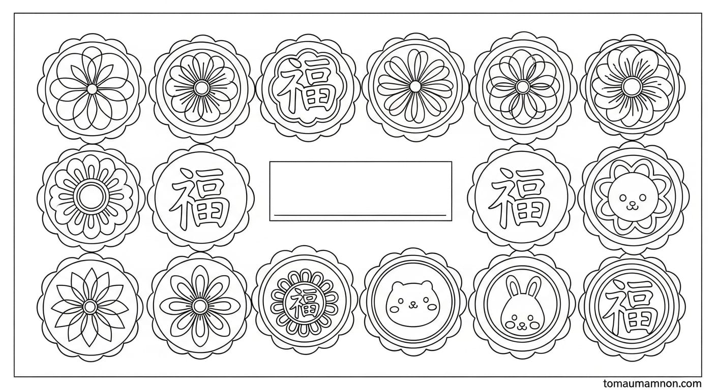 Tranh Tô Màu Bánh Trung Thu bánh trung thu nhỏ gọn