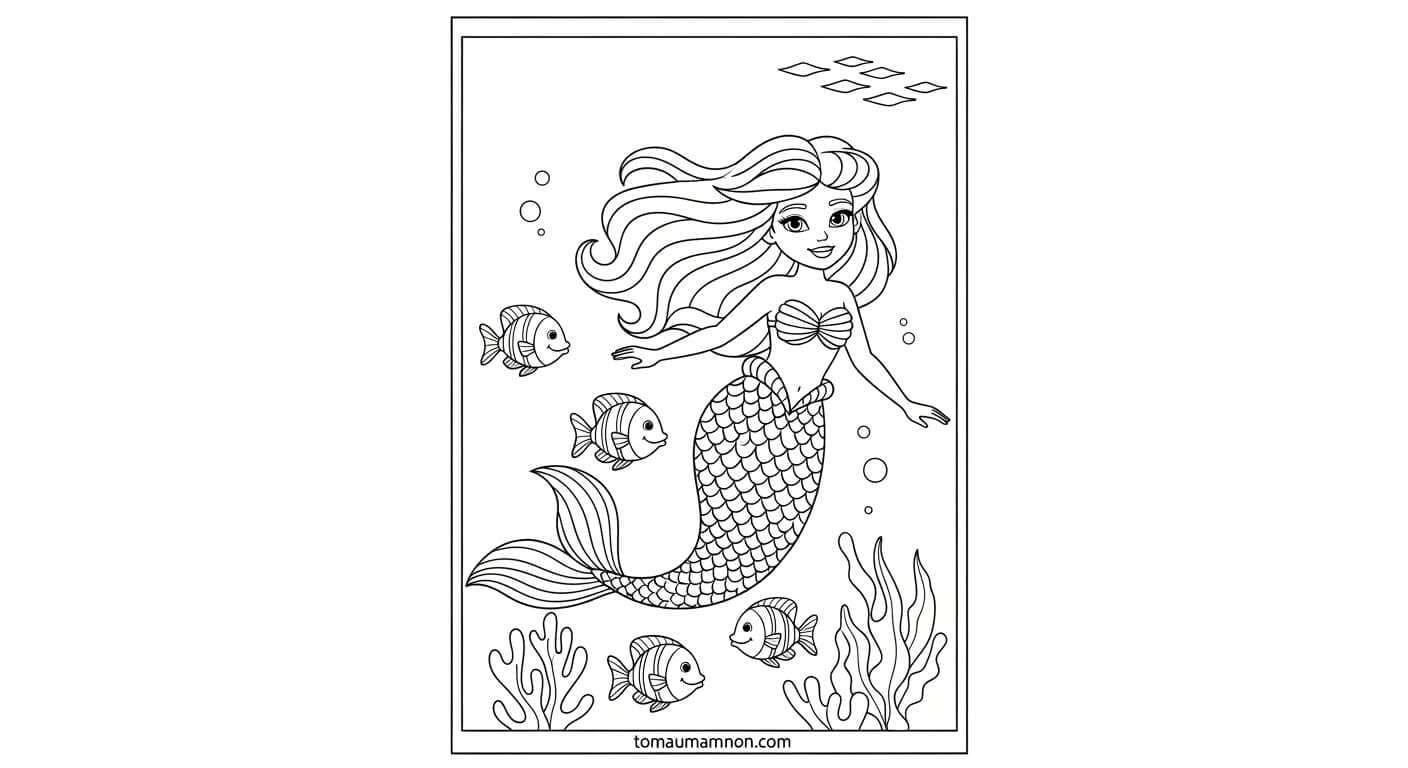 Tranh Tô Màu Bé Trai Bé Gái Bé gái và hoa