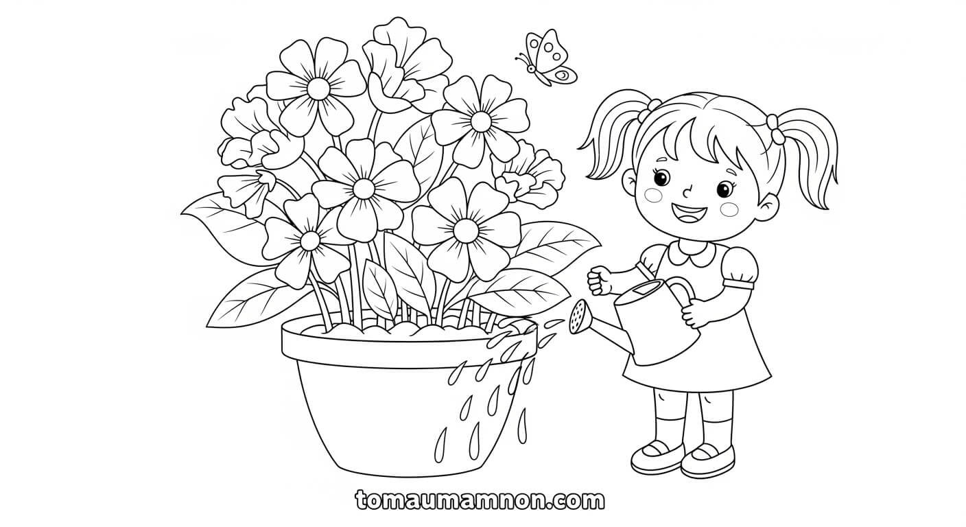 Tranh Tô Màu Bé Trai Bé Gái Bé gái với đàn piano