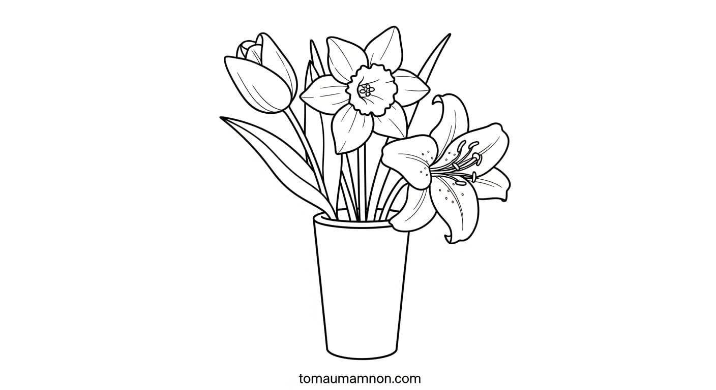 Tranh Tô Màu Bông Hoa bông hoa với mặt trời