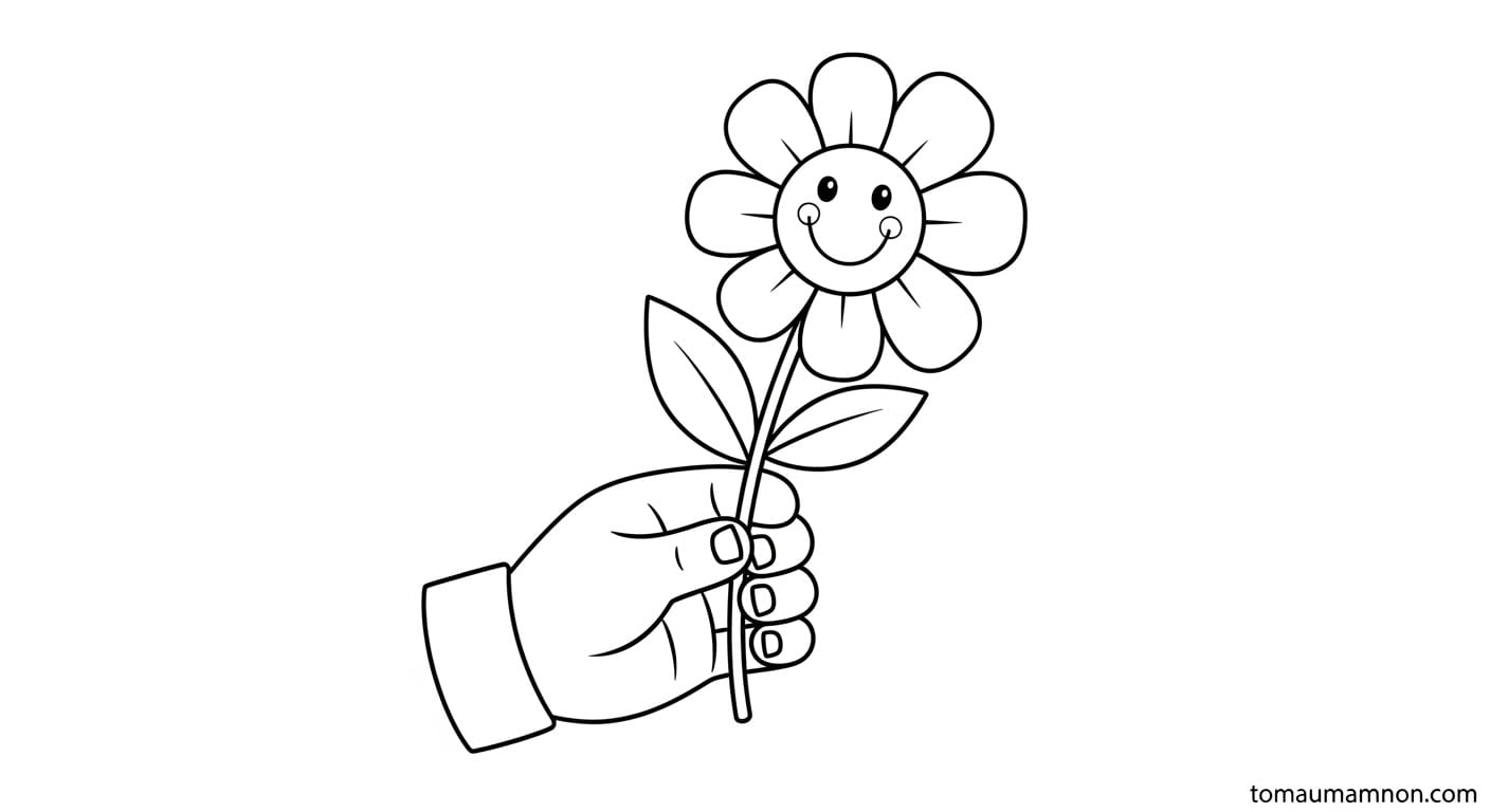 Tranh Tô Màu Bông Hoa bông hoa và bướm