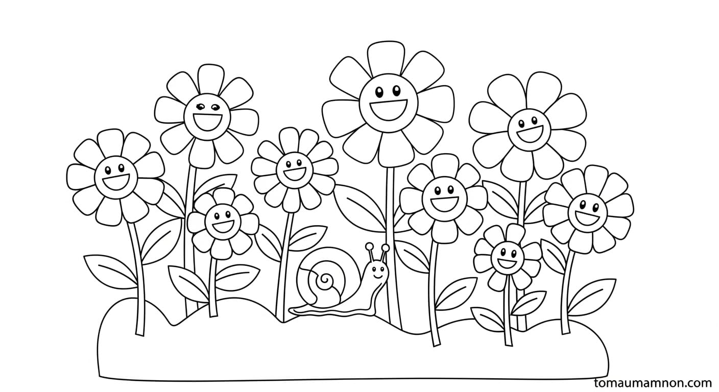 Tranh Tô Màu Bông Hoa bông hoa cúc trên cành