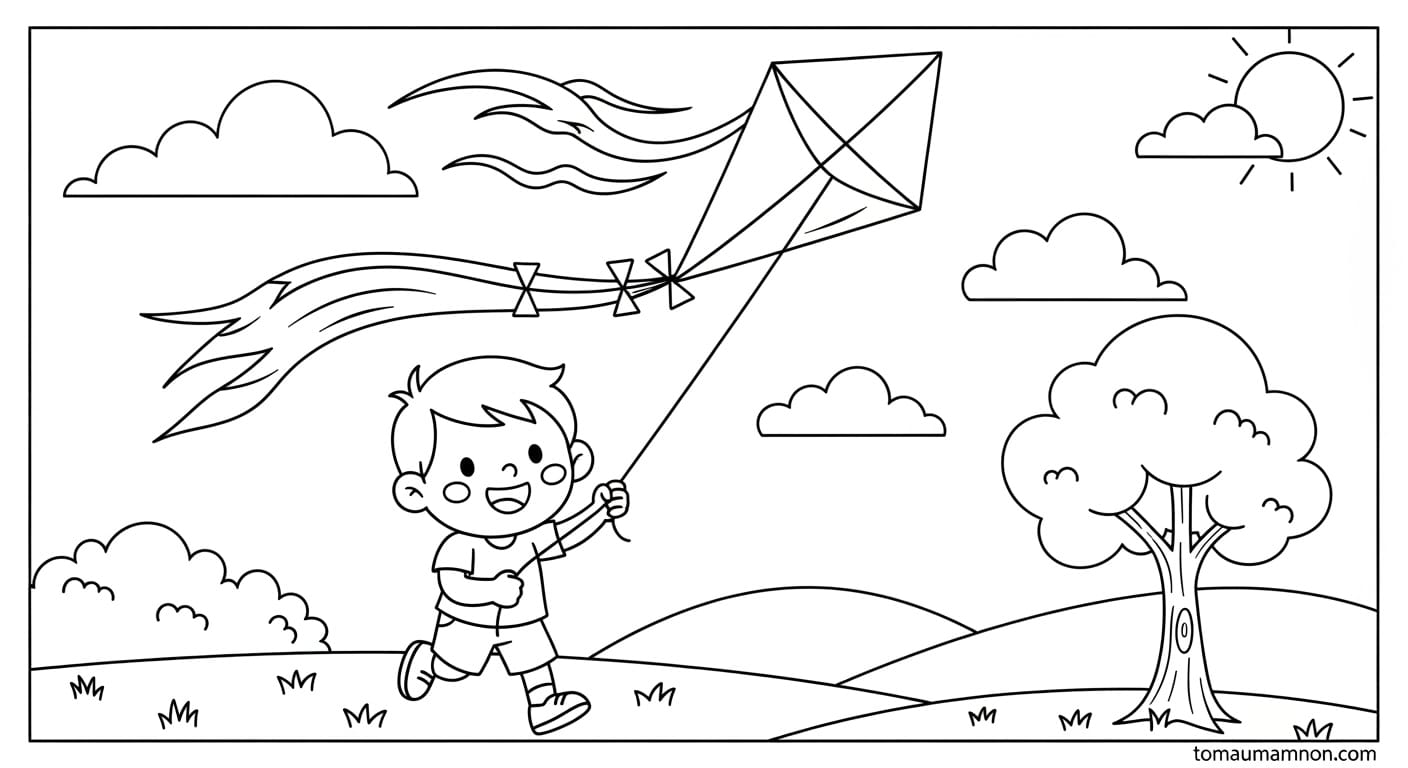 Tranh Tô Màu Các Mùa Trong Năm Mùa đông phủ tuyết