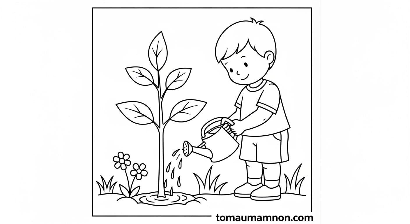 Tranh Tô Màu Cây cây cọ