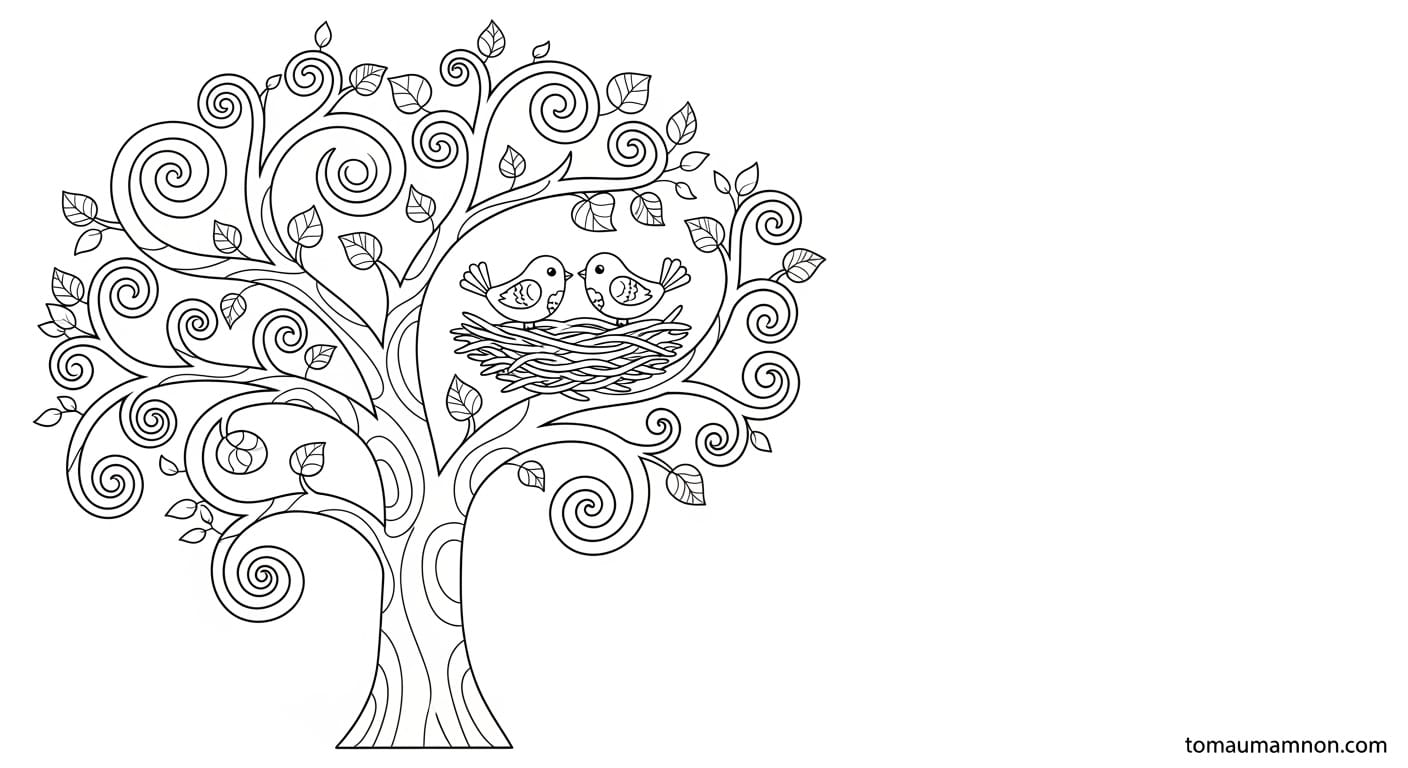 Tranh Tô Màu Cây cây phong