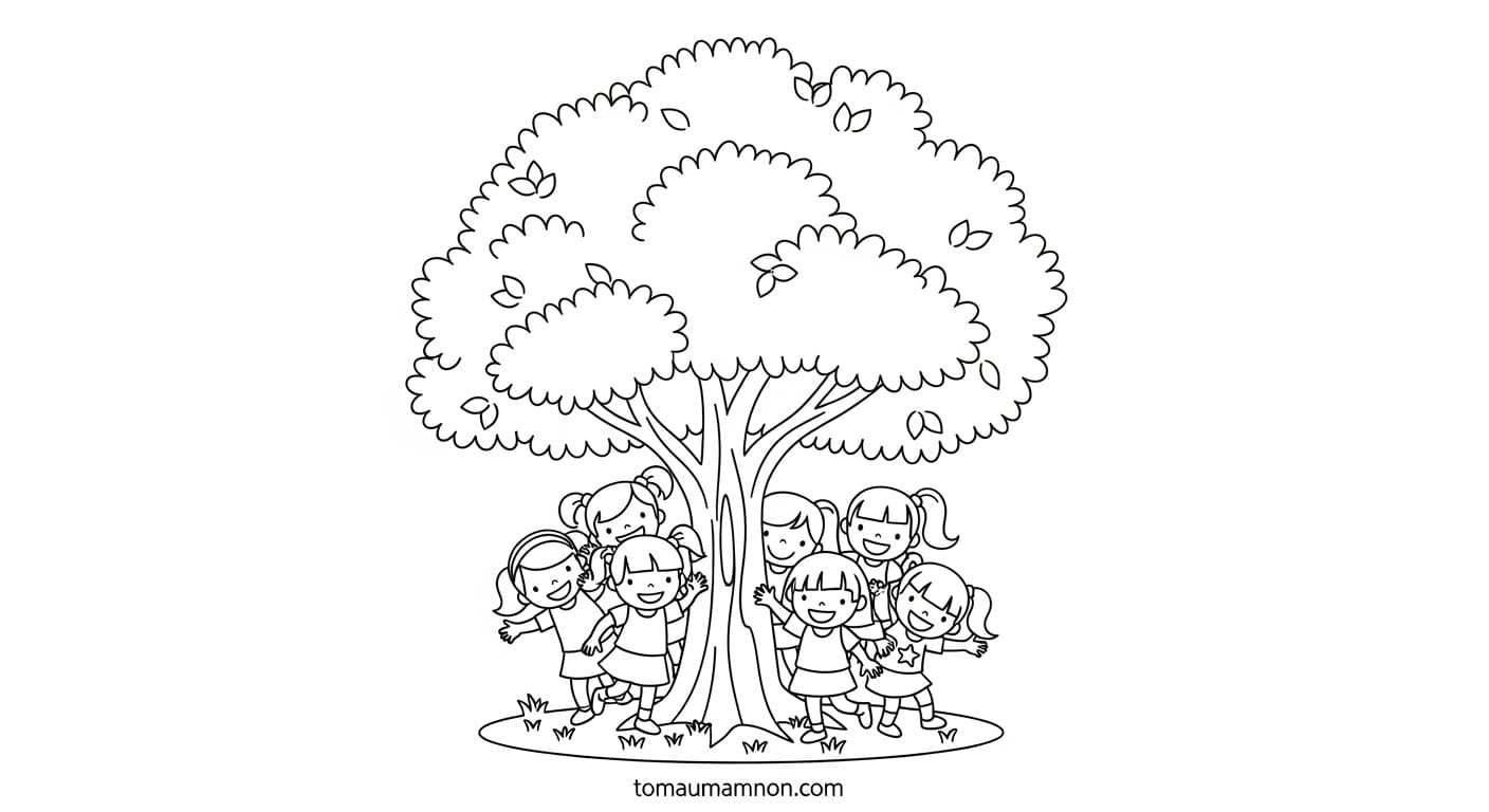 Tranh Tô Màu Cây cây thông