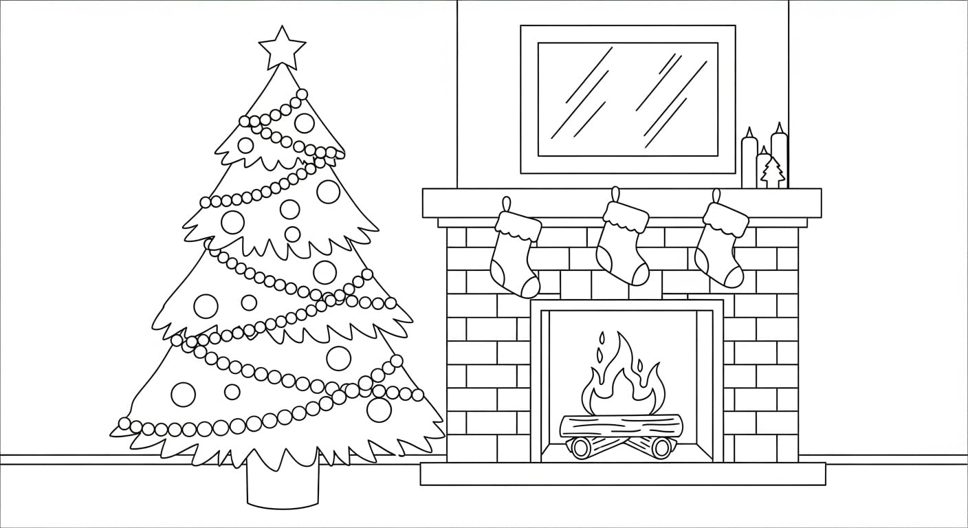 tranh tô màu cây thông noel 2