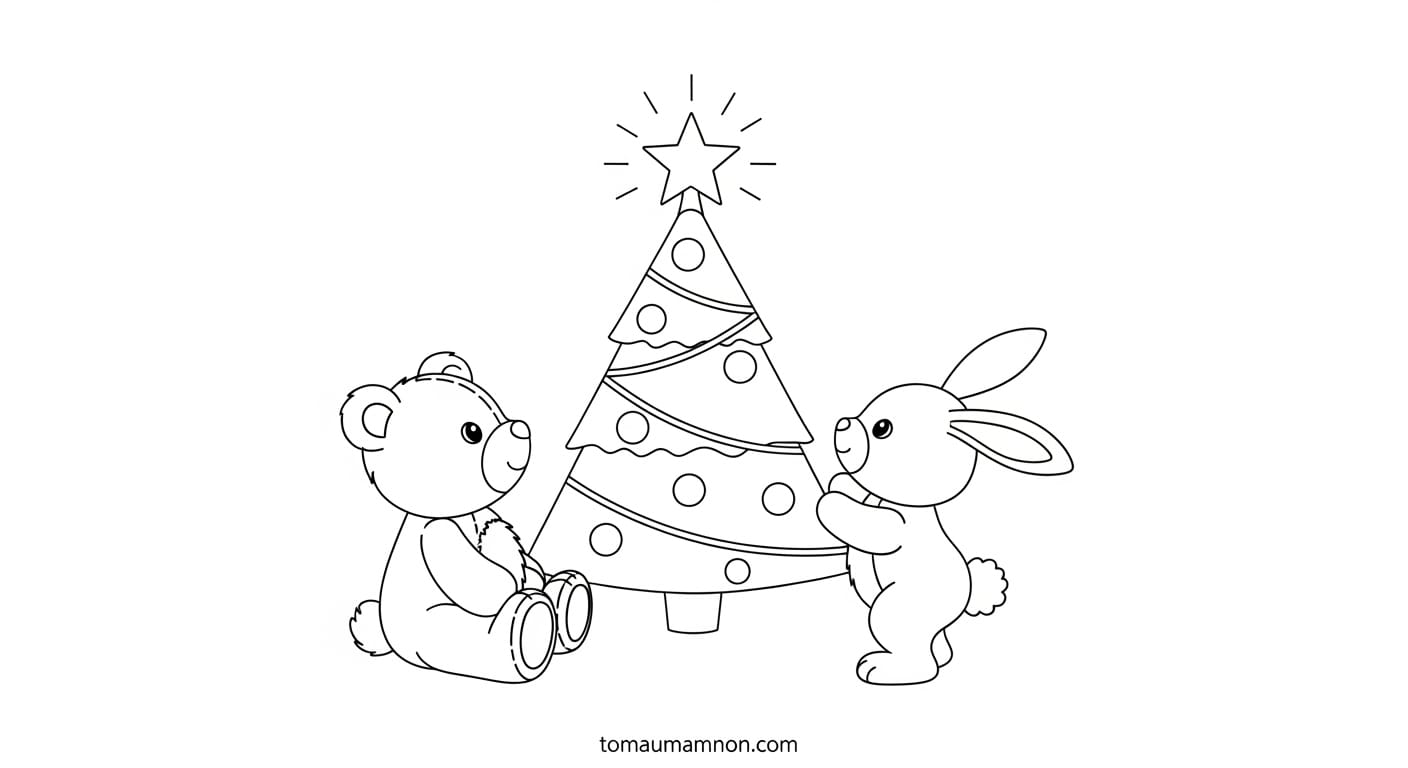 tranh tô màu cây thông noel 3