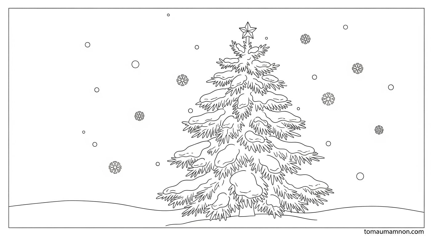 tranh tô màu cây thông noel 5