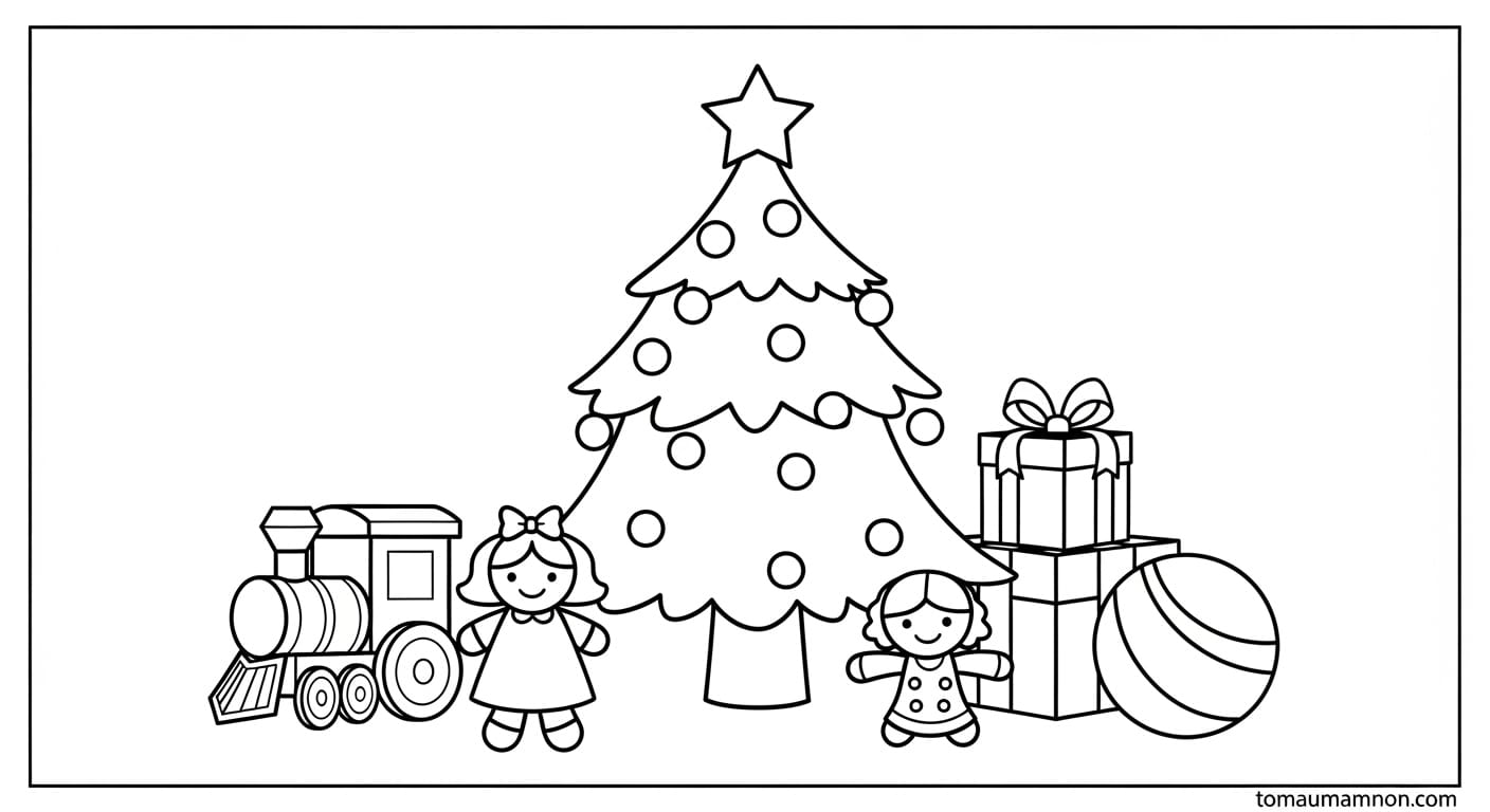 tranh tô màu cây thông noel 6