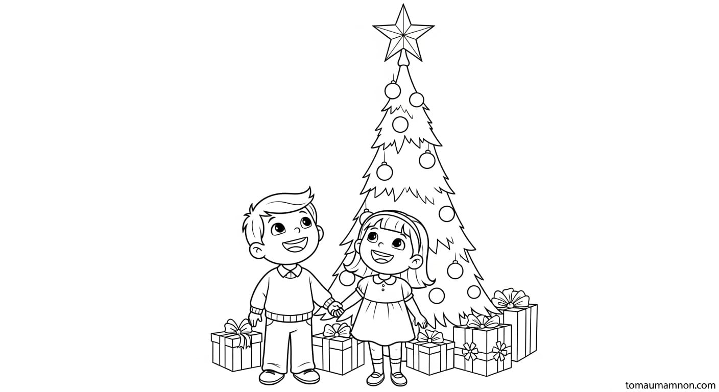 tranh tô màu cây thông noel 7