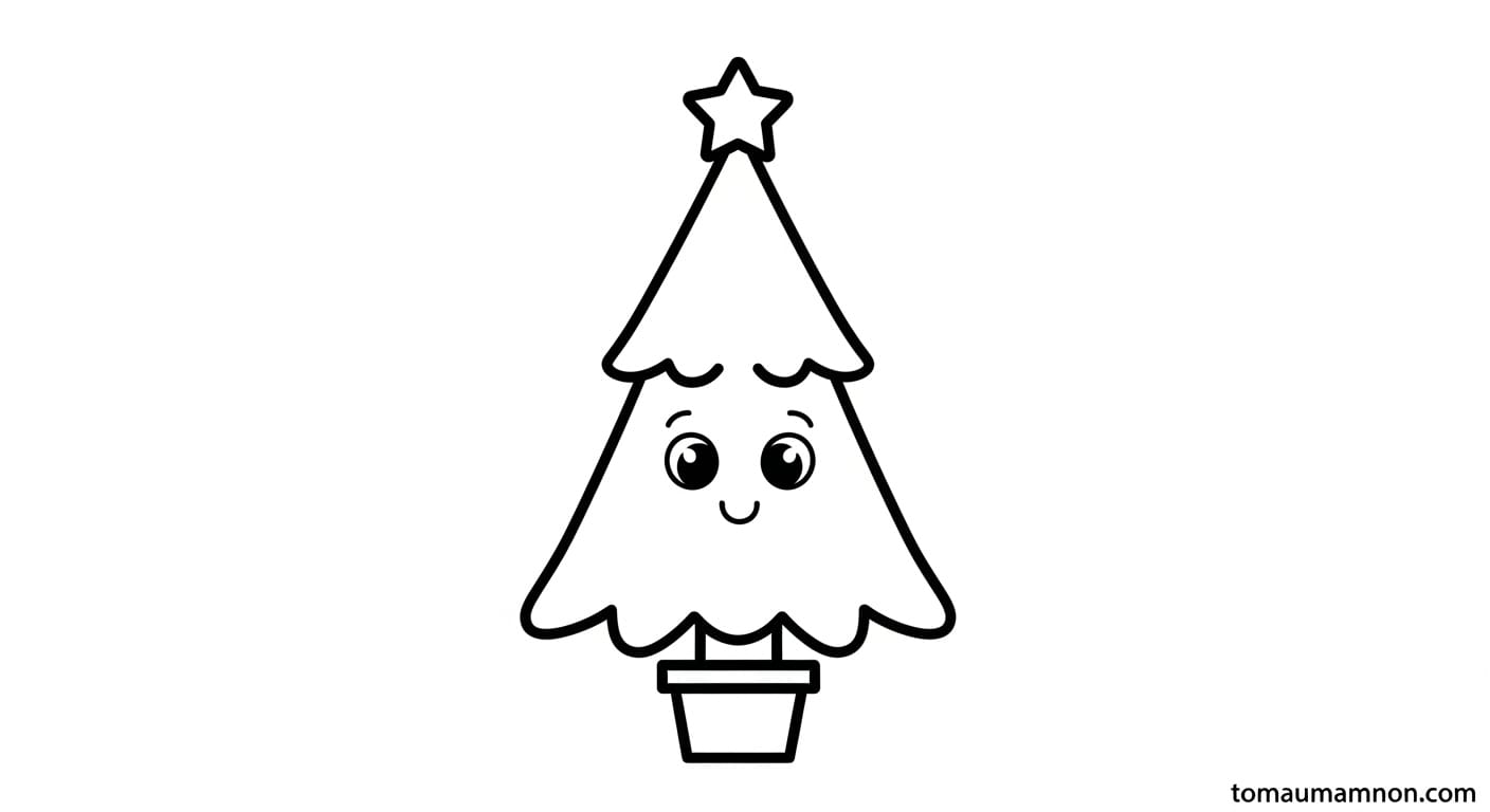 tranh tô màu cây thông noel