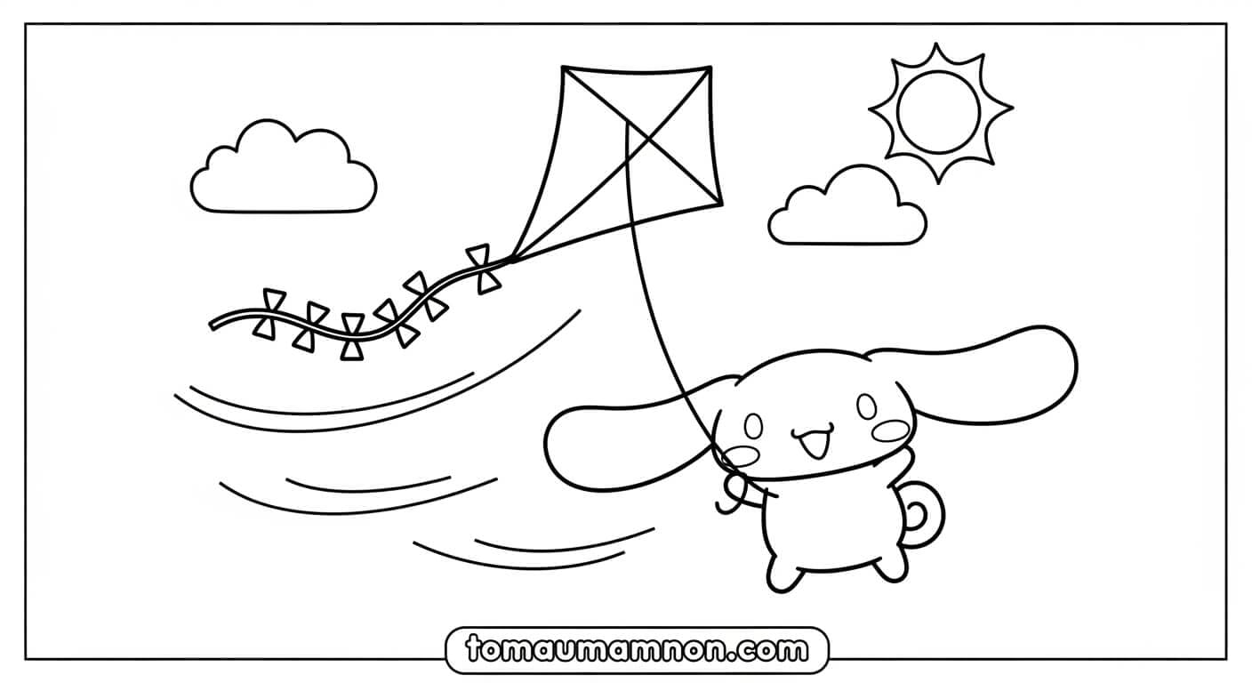 Tranh Tô Màu Cinnamoroll Cinnamoroll vui đùa