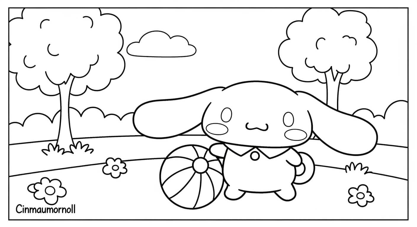 Tranh Tô Màu Cinnamoroll Cinnamoroll trên mây