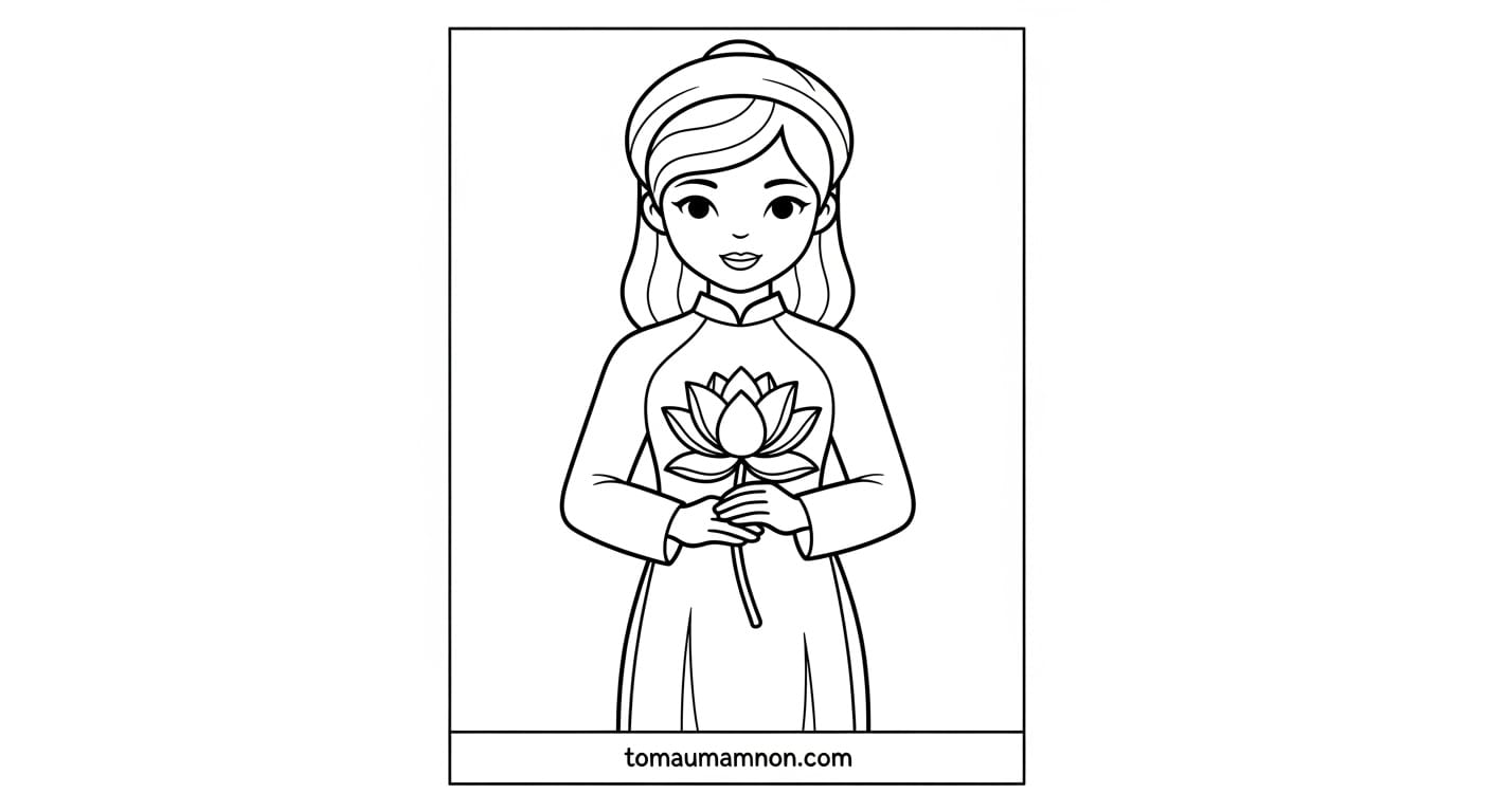 Tranh Tô Màu Cô Giáo Mặc Áo Dài Cô giáo mặc áo dài 3