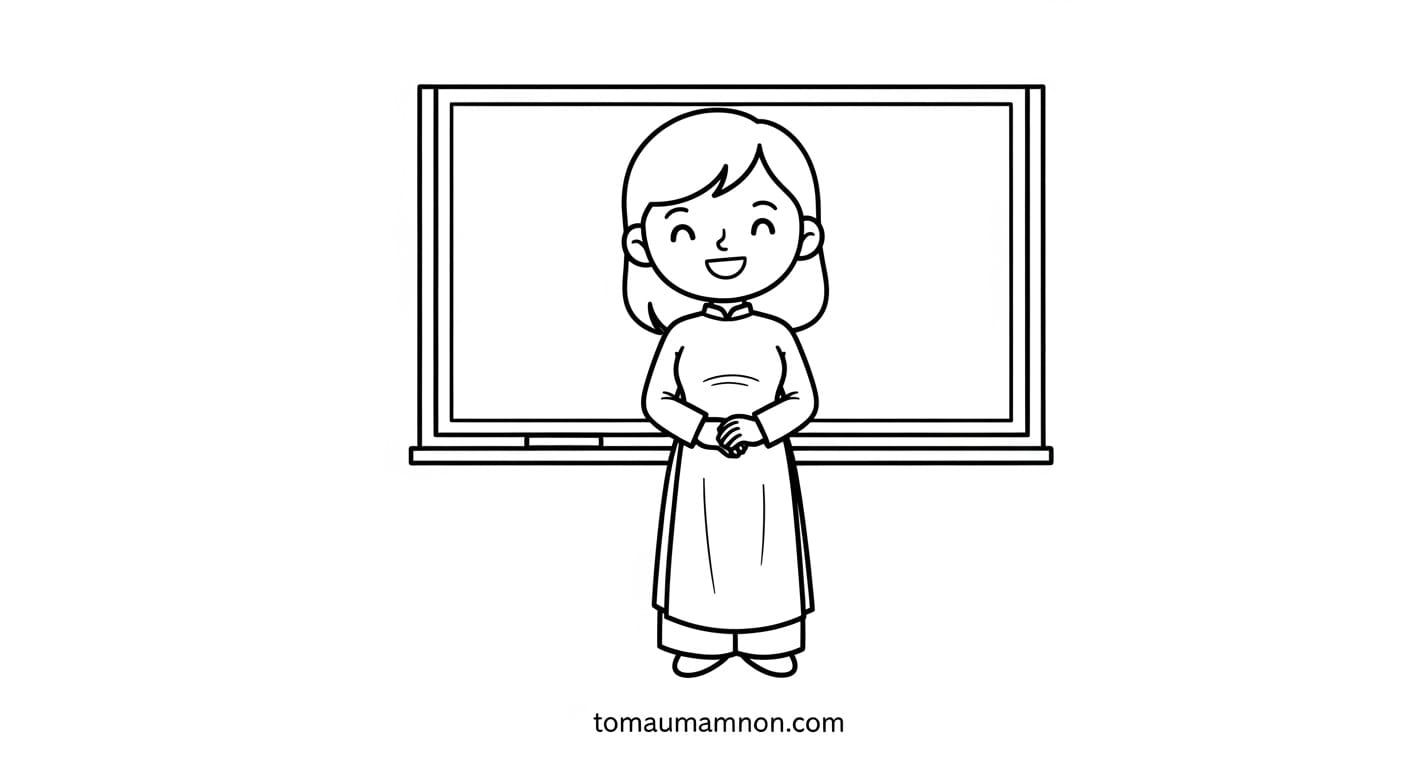 Tranh Tô Màu Cô Giáo Mặc Áo Dài Cô giáo mặc áo dài 4