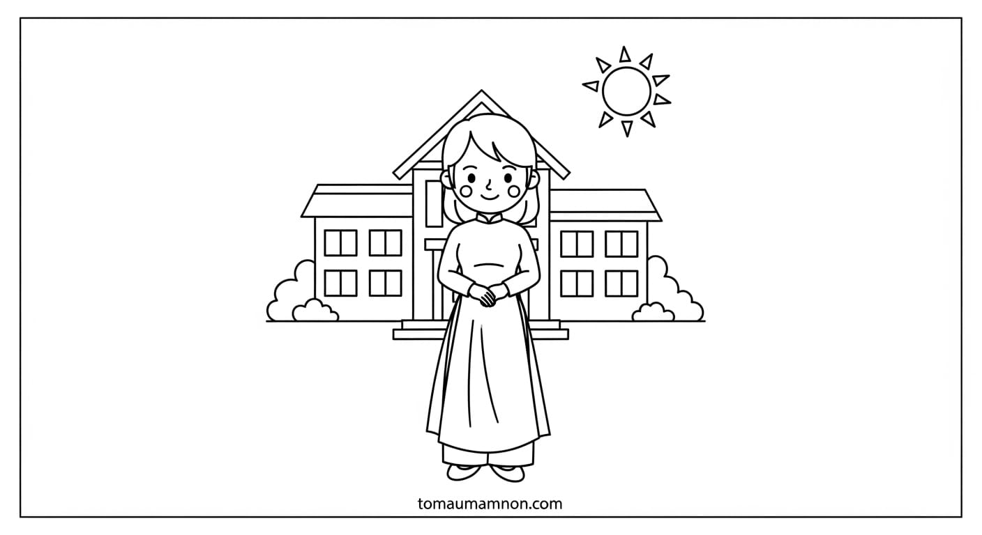 Tranh Tô Màu Cô Giáo Mặc Áo Dài Cô giáo mặc áo dài 7