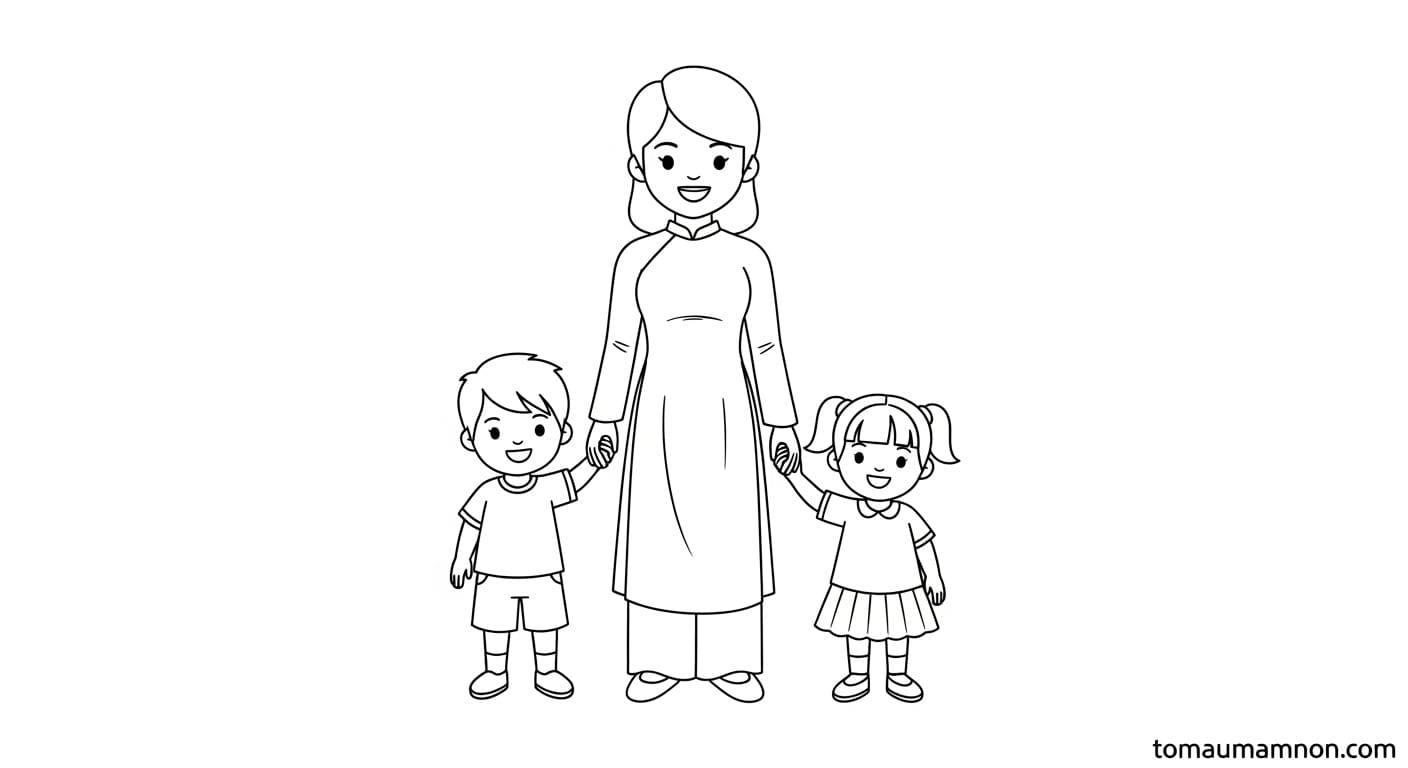 Tranh Tô Màu Cô Giáo Mặc Áo Dài Cô giáo mặc áo dài 8