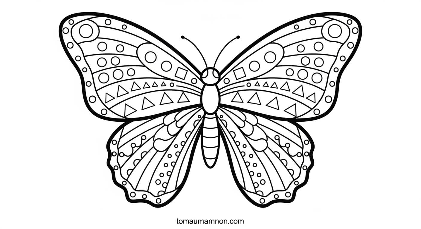 Tranh Tô Màu Con Bướm Bướm cầu vồng