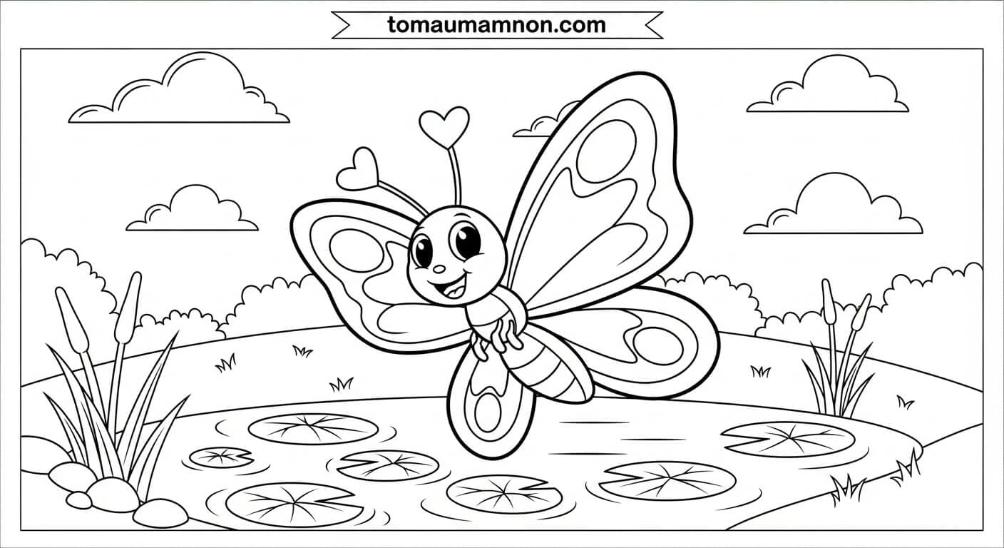 Tranh Tô Màu Con Bướm Bướm vẽ chi tiết