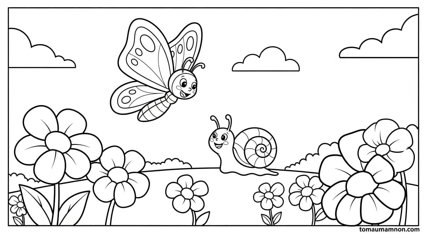 Tranh Tô Màu Con Bướm Bướm đang nghỉ ngơi