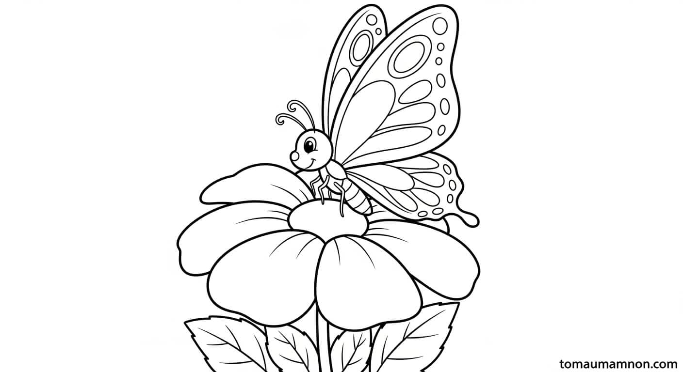 Tranh Tô Màu Con Bướm Bướm dưới ánh nắng